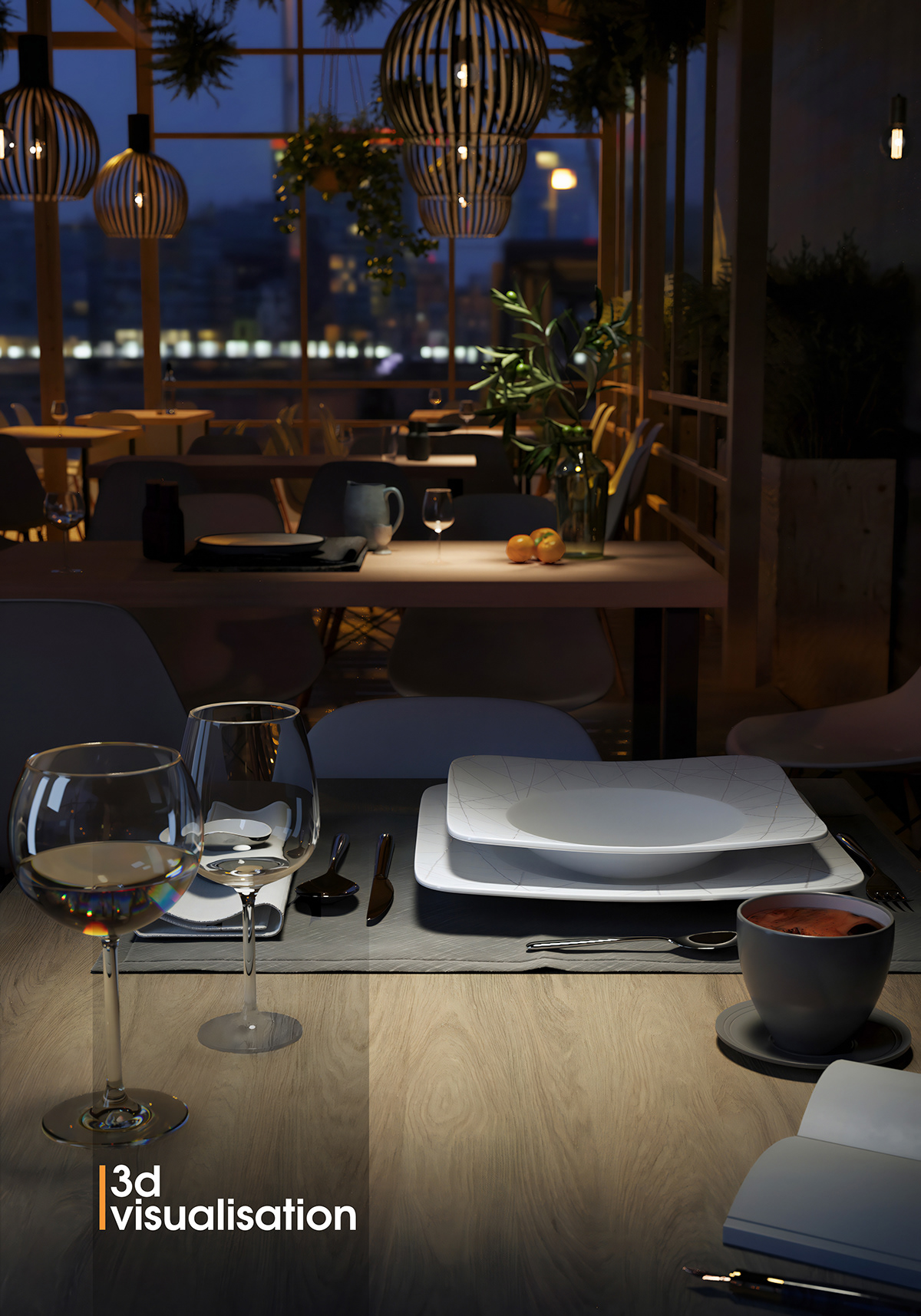 interior design  restaurant cafe visualization Render architecture design 3D