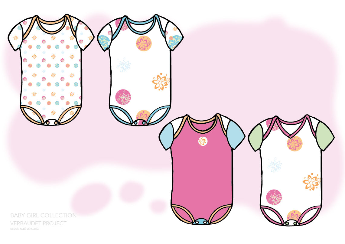 baby girl Collection hand draw Vertbaudet children pattern