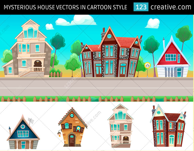 cartoon house vector cartoon vector cartoon street illustration house vector pack house vector art Cartoon House illustration Cartoon Vectors