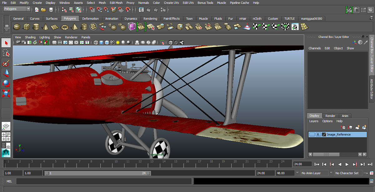 3d modeling maya modeling vfx Fokker D-VII_Plane world war texturing Maya Autodesk 3d art