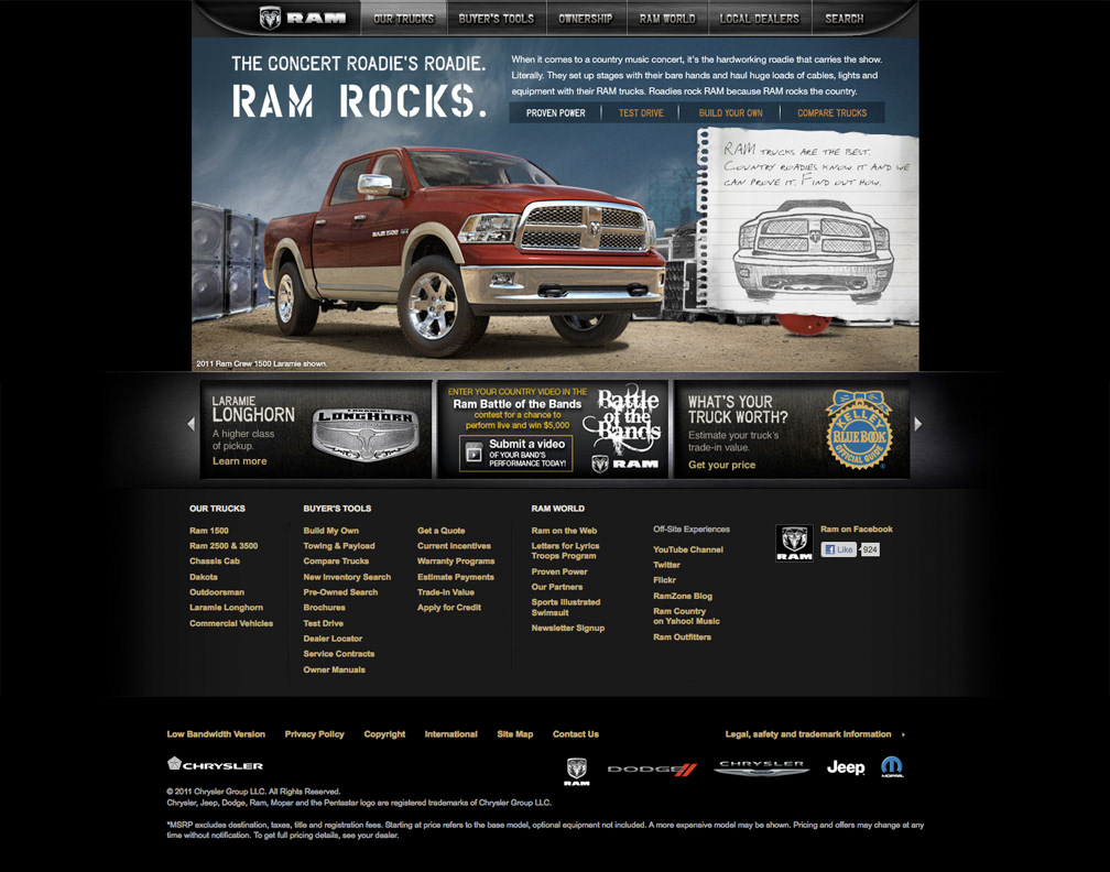 Ram Trucks microsite design Digital OLA RAM OLA