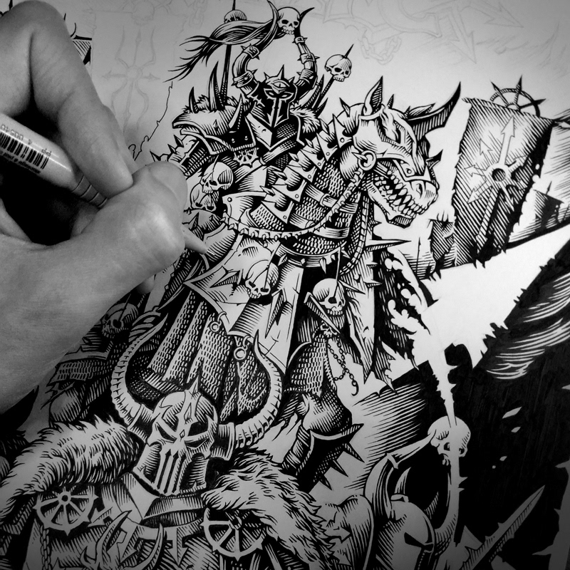 fantasy artwork skull dark boardgame game monster ink poster Warhammer