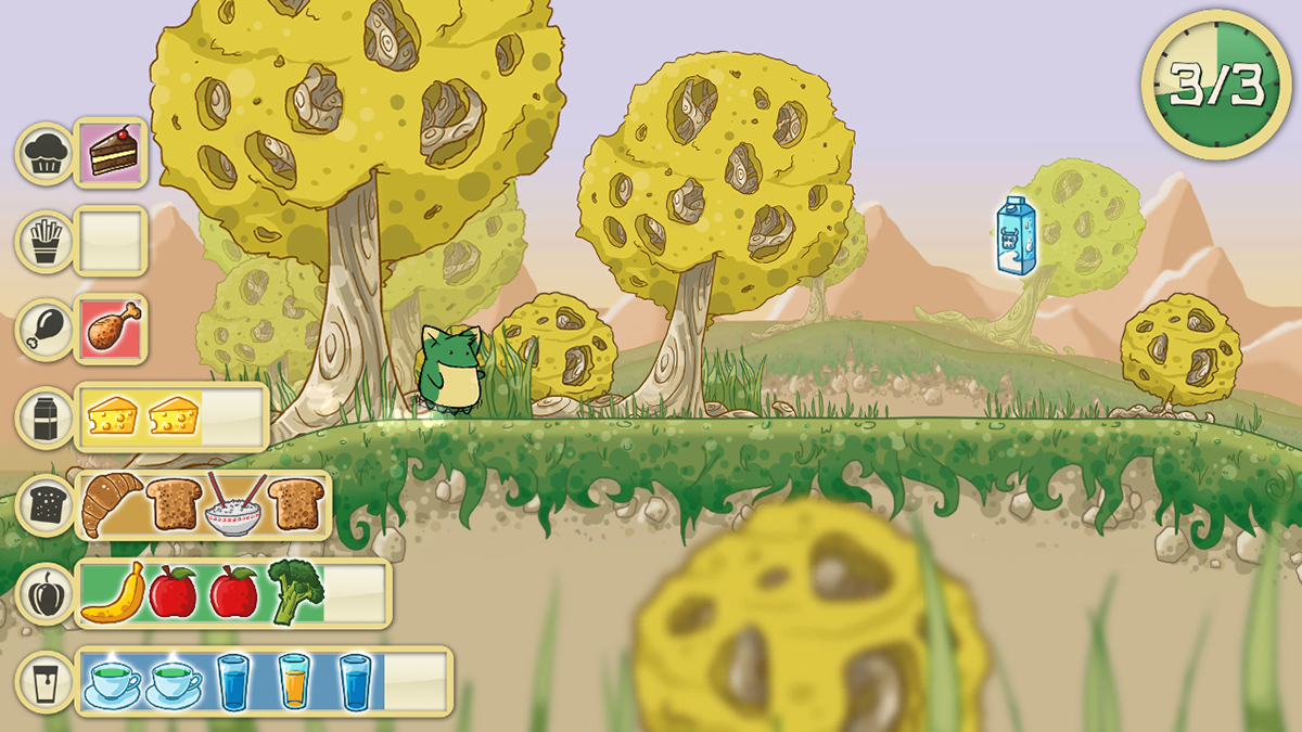 Food  one-button game one button nutrition apple serious game