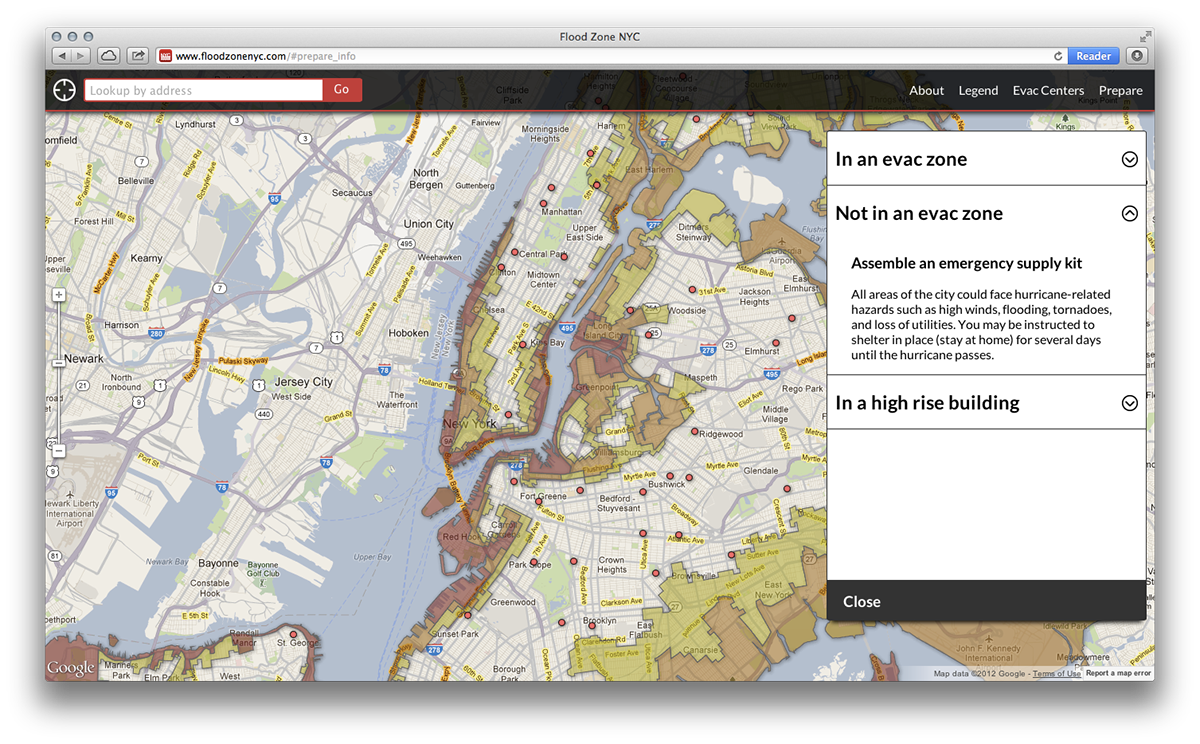 Design for Good new york city flood zone Floods hurricane evacuation thesis undergrad ux user experience UI user interface Responsive Design android ios