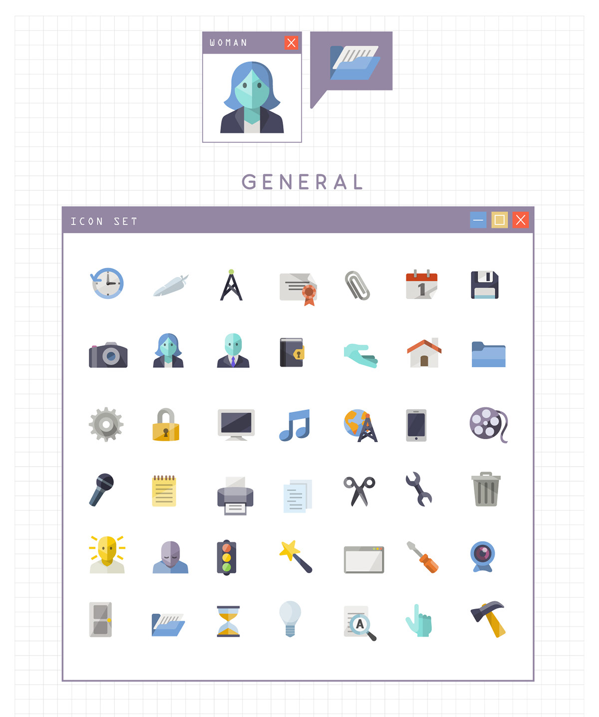icons flat icon icon packs set icons general accounting communication business iconshock