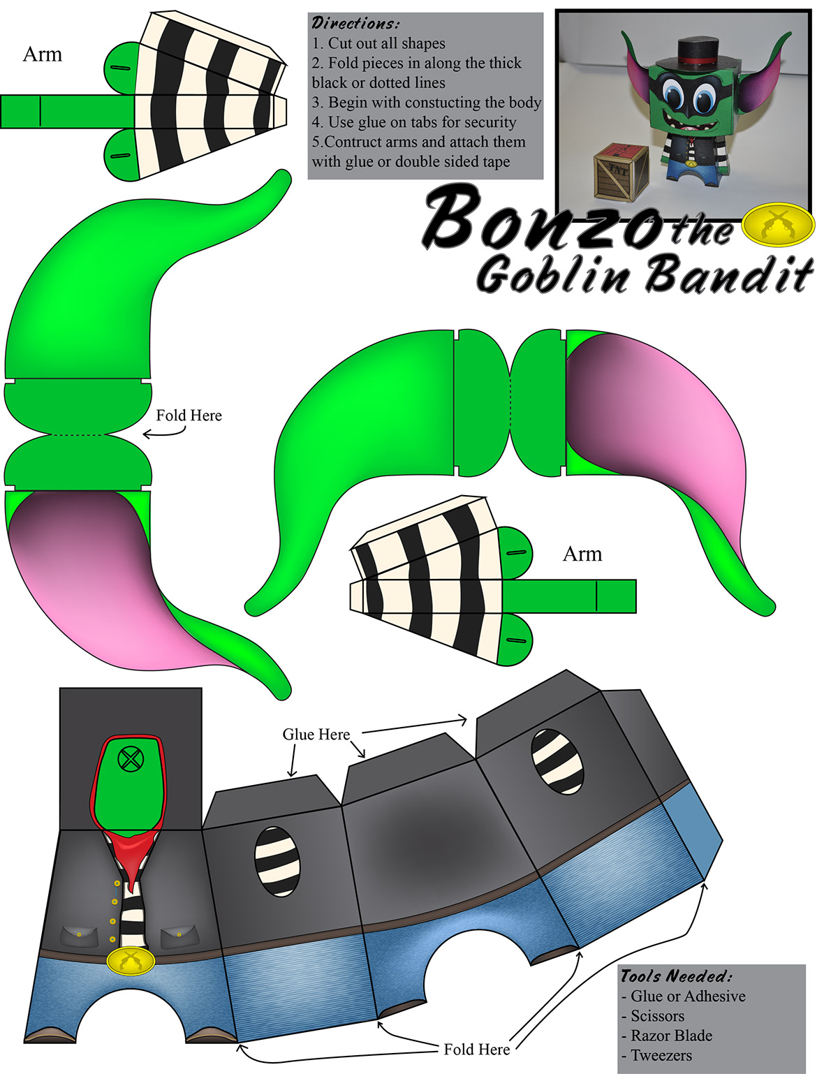 papercraft BONZO goblin western vector art