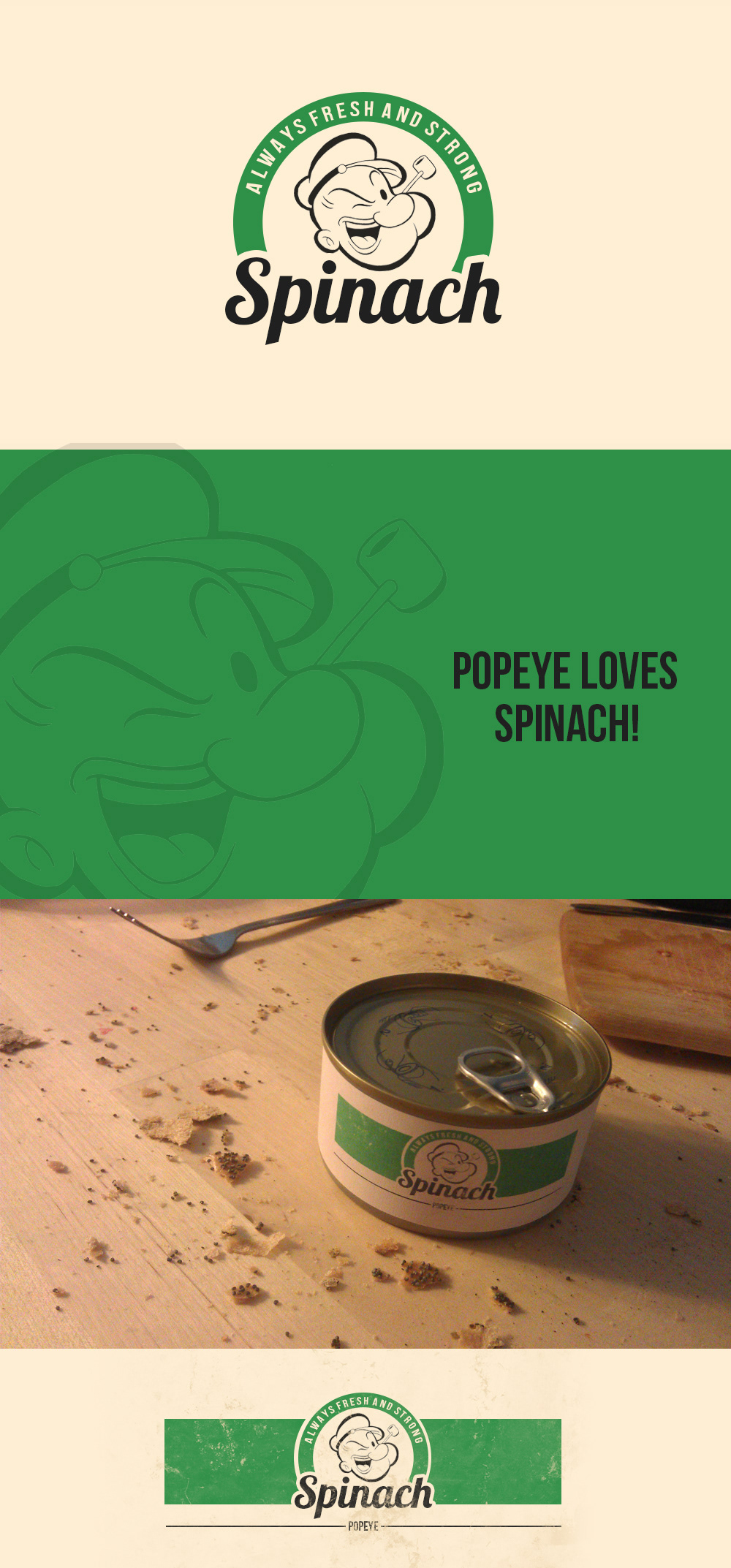 spinach Popeye danut green paper old logo