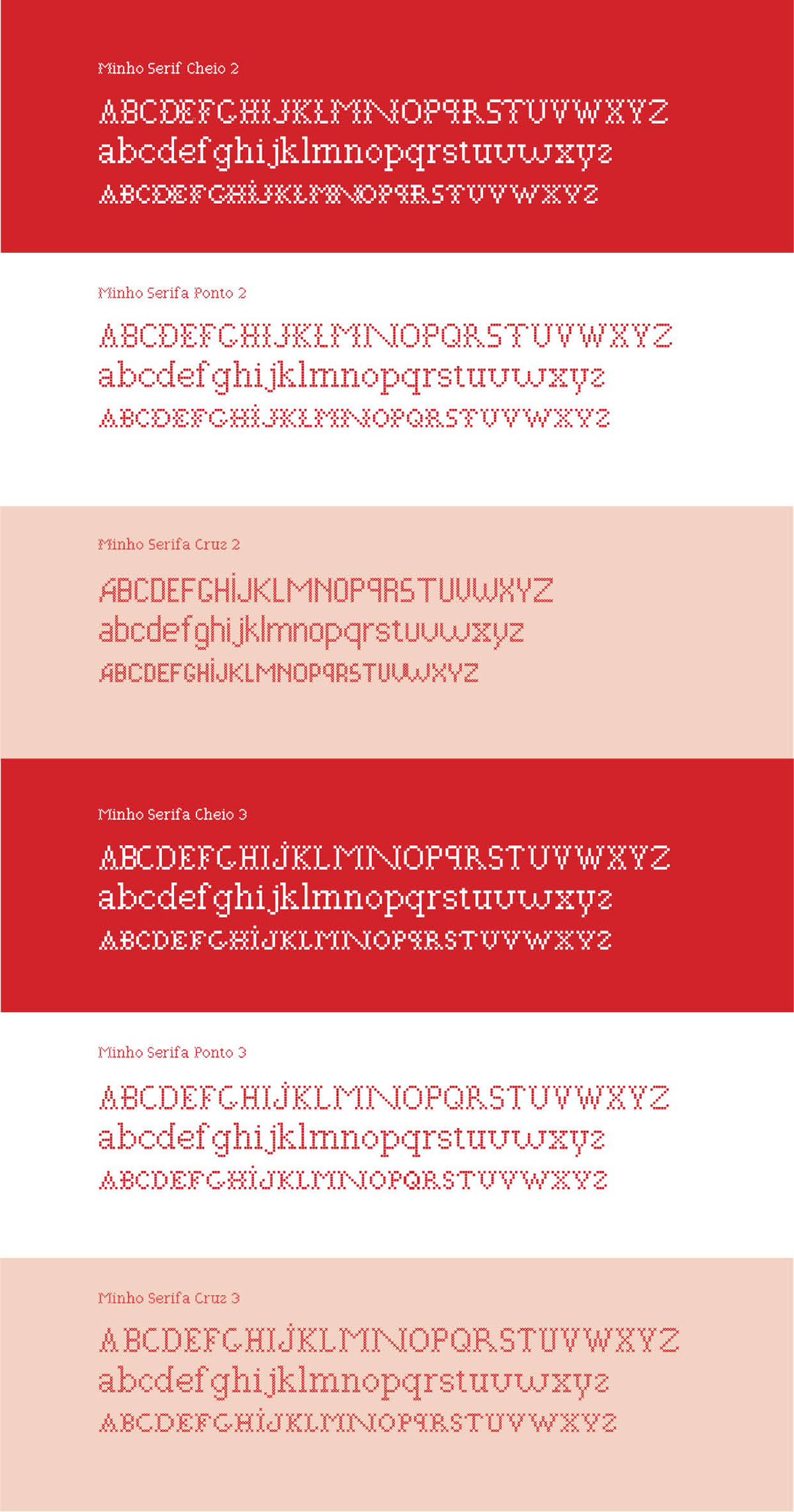 tipografia Minho Typeface edmundo correia FBA pixel font cross stitch bitmap font