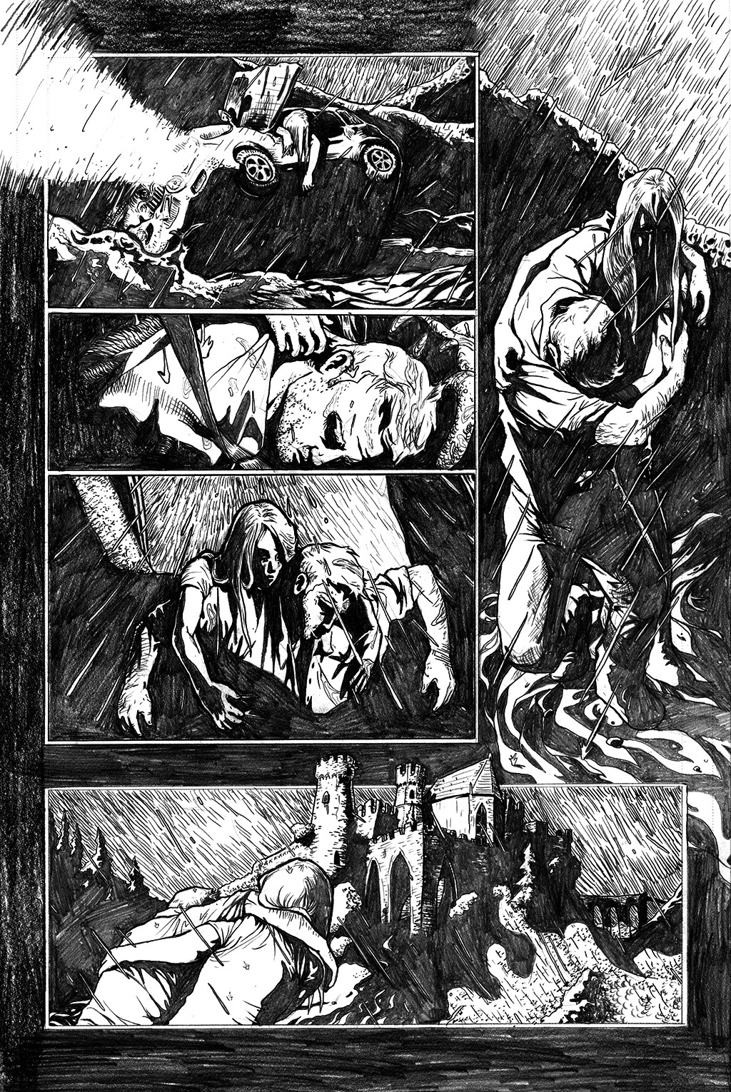 batman  blond girl dark castle Halloween Bruce Wayne crime alley Mugger murder budapest Graphic Novel Comic Book rainy night gothic building diner swamp-thing