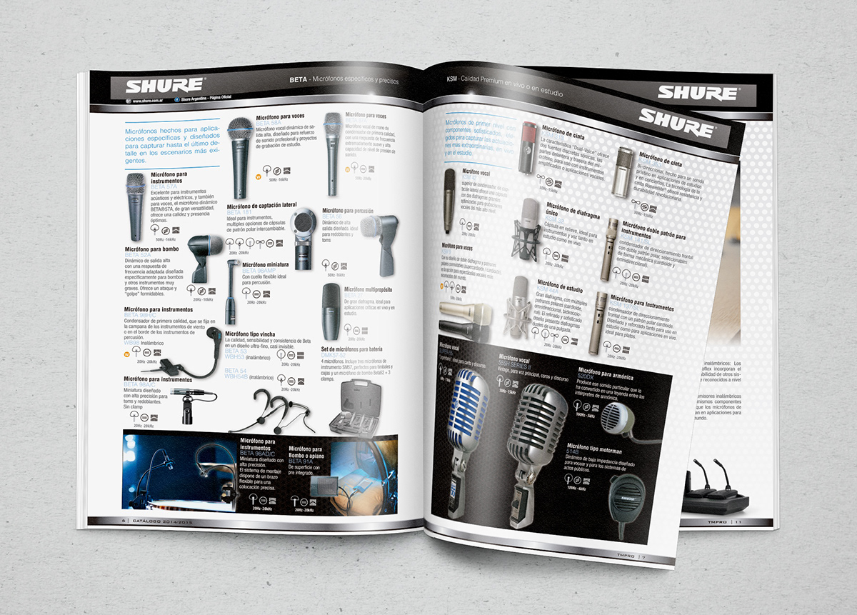 Shure dB Technologies Multimedia  Audio sound profesional catalogo Catalogue catalog print metal technologie techno