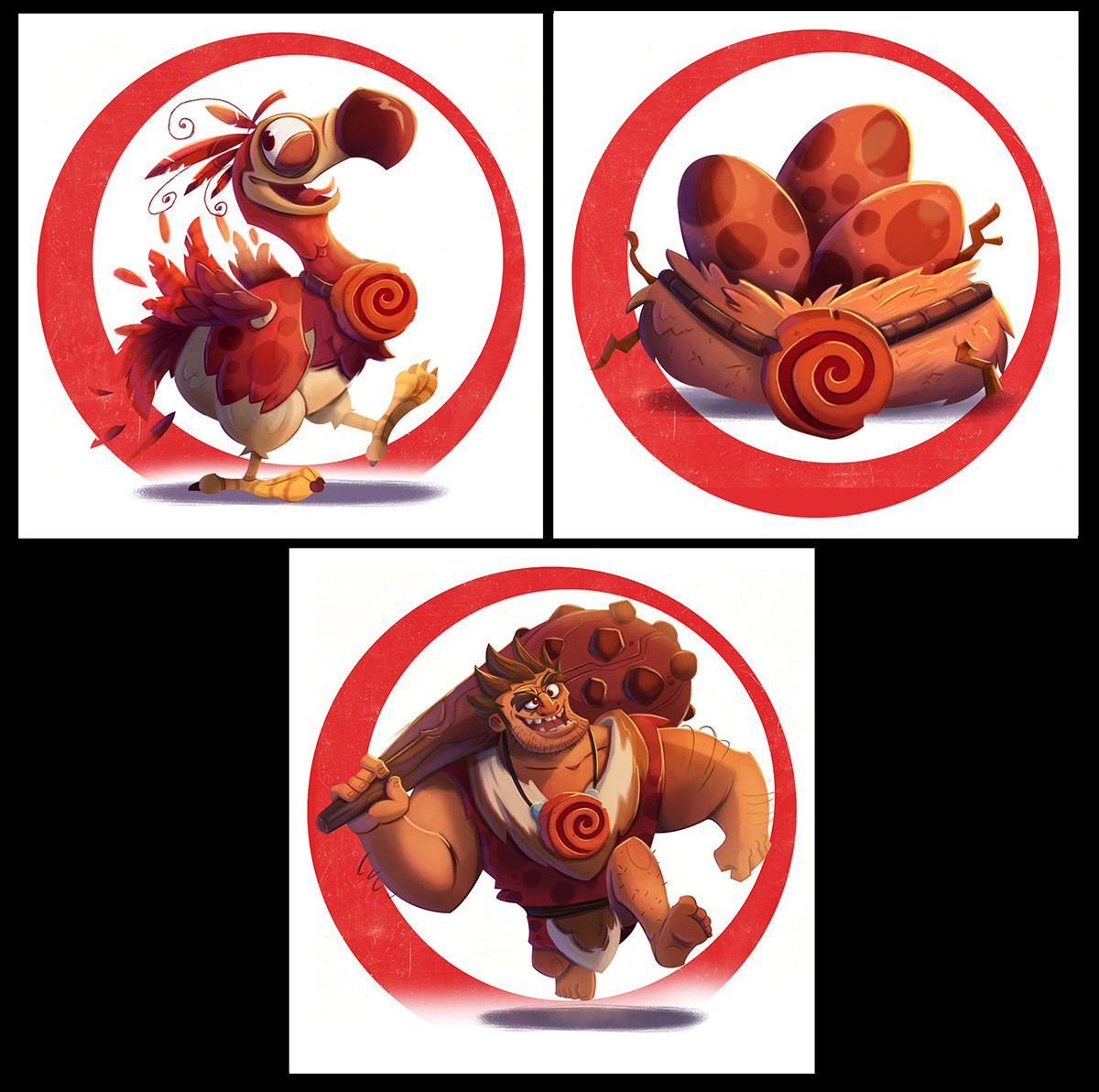 concept art caveman Character design  cartoon dodo ILLUSTRATION  card Digital Art  Games Island