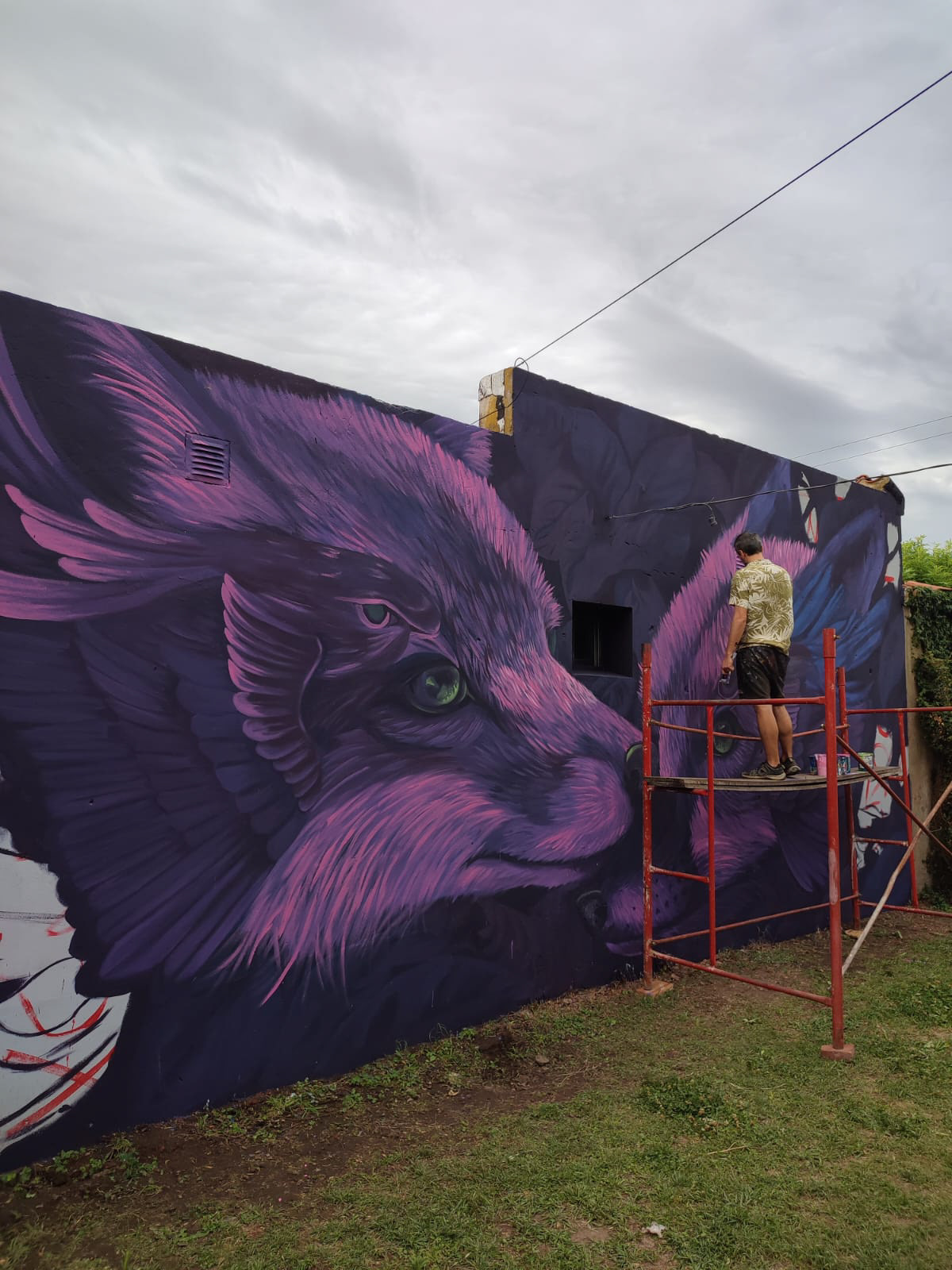 streetart Graffiti Mural painting   art wolf purple Love animal ILLUSTRATION 