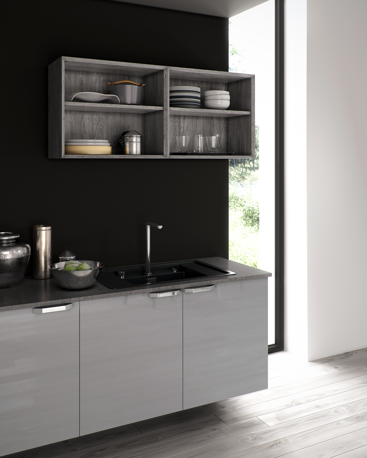 kitchen room CGI rendering 3dsmax modern clear mood tone Sink ARIEL cesar