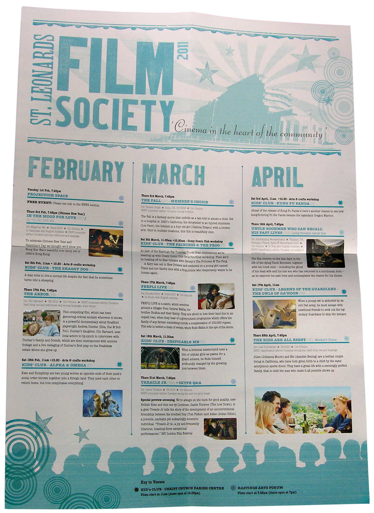 branding  programme brochure Cinema Film Society St Leonards letterpress