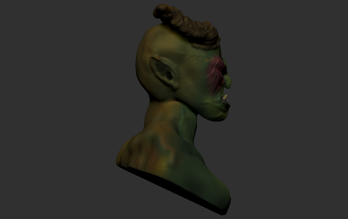 3D model orc goblin horns Zbrush green man muscle strong