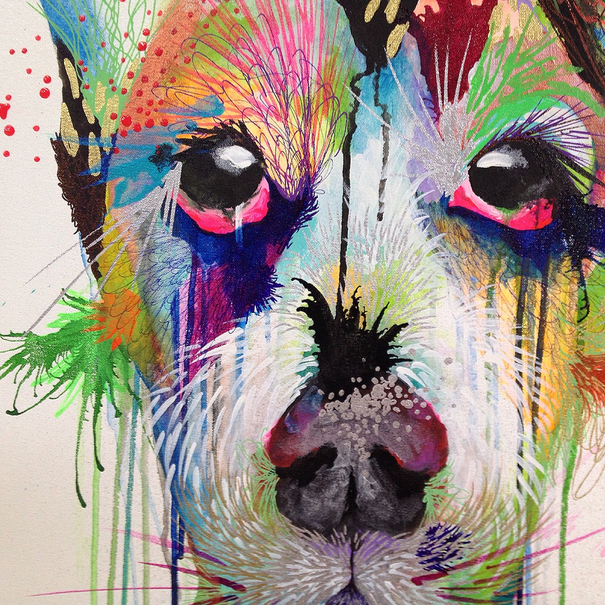 art color Mix media animal texture watercolor ink acrylic