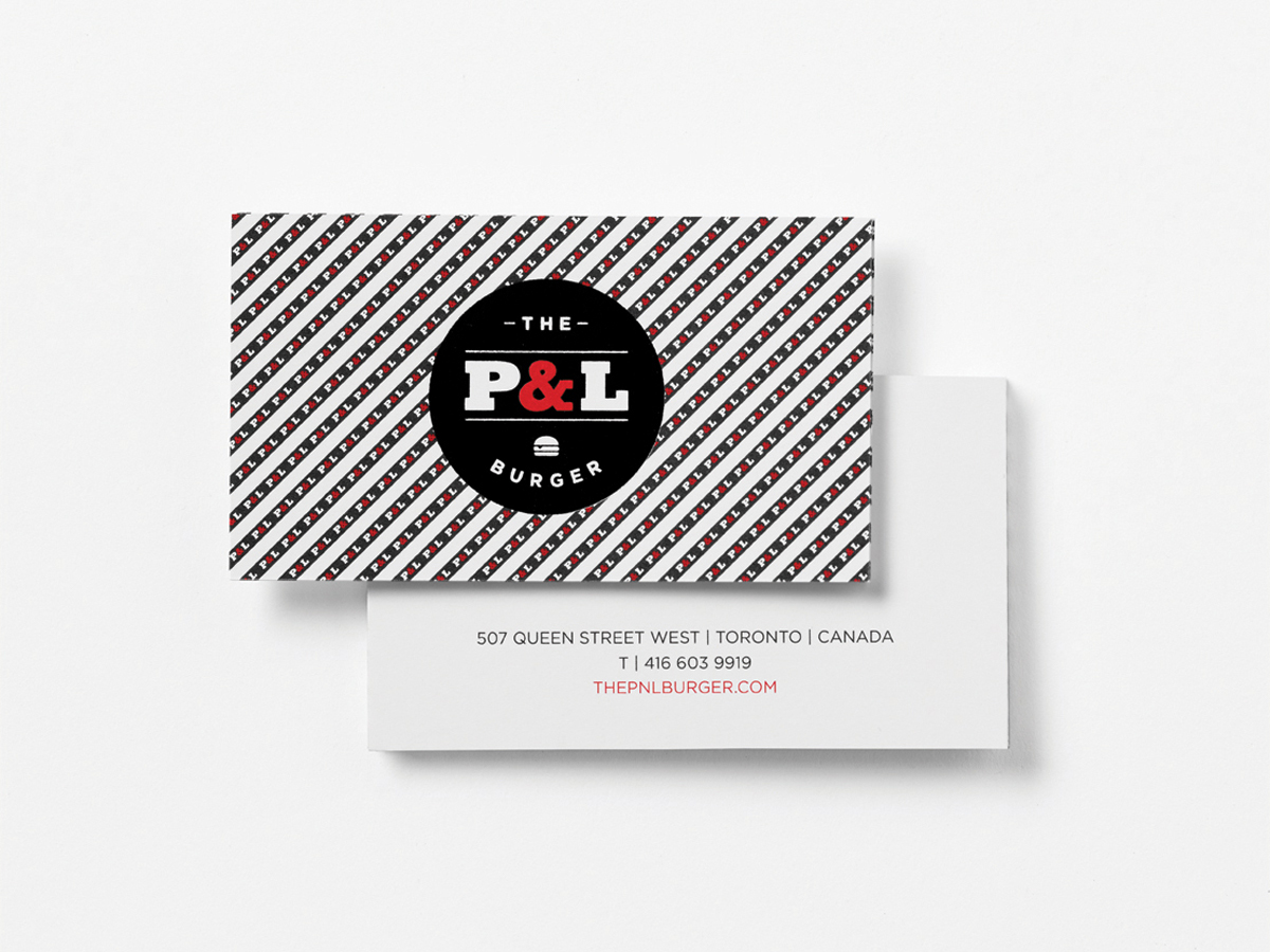 P&L burger Toronto best red Shack restaurant parts and labour stickers take-out patty buttons industrial Wrap menu