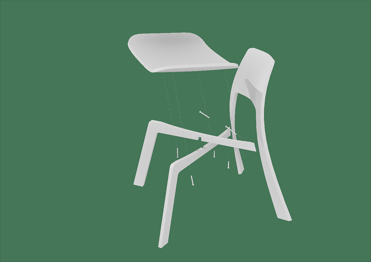 3D chair flatpack furniture furniture design  plywood furniture Render sustainable furniture