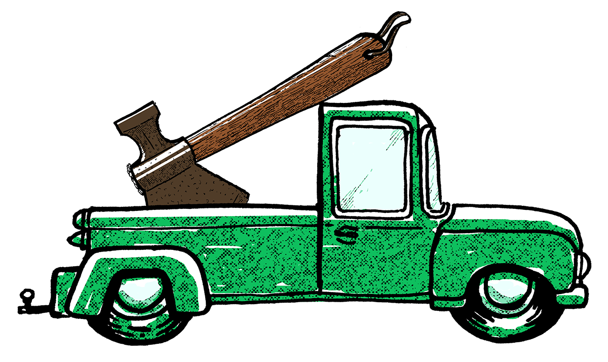 old PICKUP Truck axe Work 