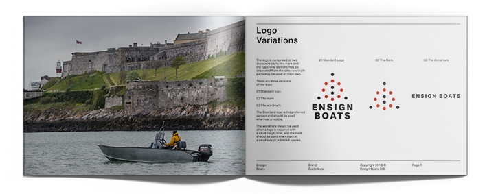 Adobe Portfolio Ensign Boats aluminium Rebrand water sea vessel ship guidelines visual identity identity sailing