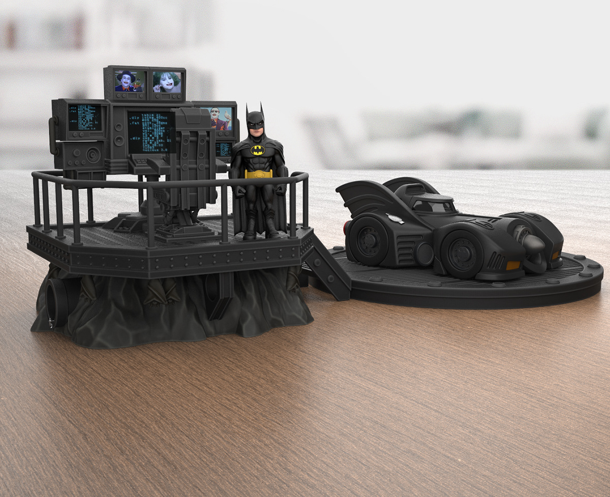 batman 3d modeling 3d printing timburton batcave Batwing joker Miniature Batmobile toy