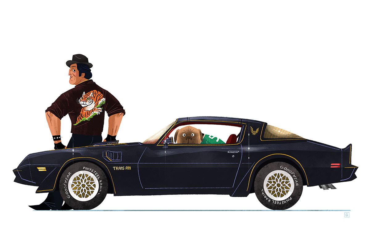 Rocky Sylvester Stallone car Film   Cinema poster Retro caricature   Rocky 2