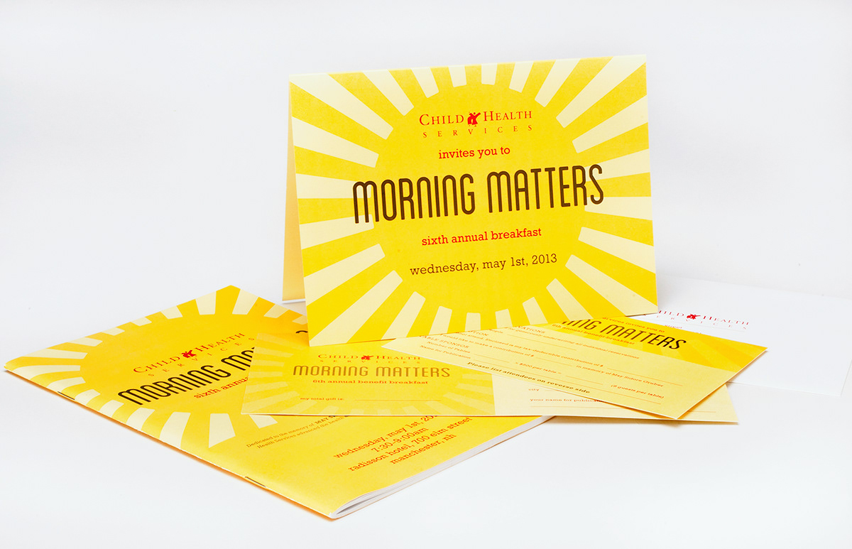 morning matters pro bono Blanch CHS child health breakfast invitations RSVP Cards envelope pamphlet