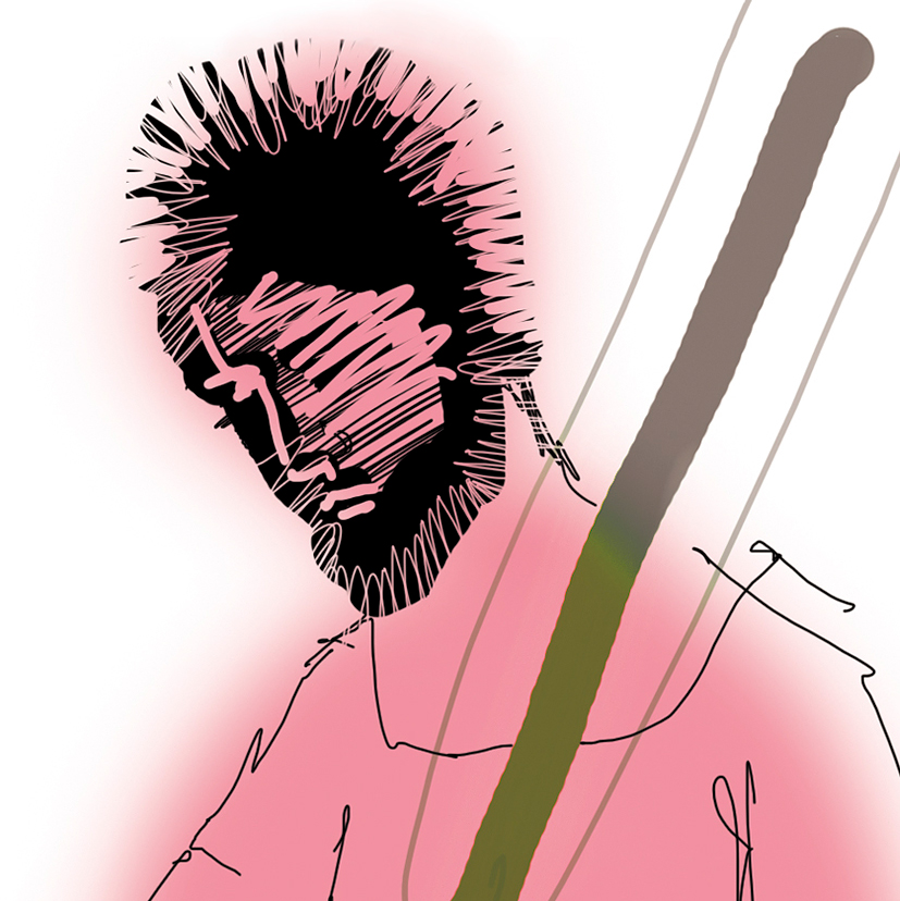 draw jazz musician man portrait pink modern