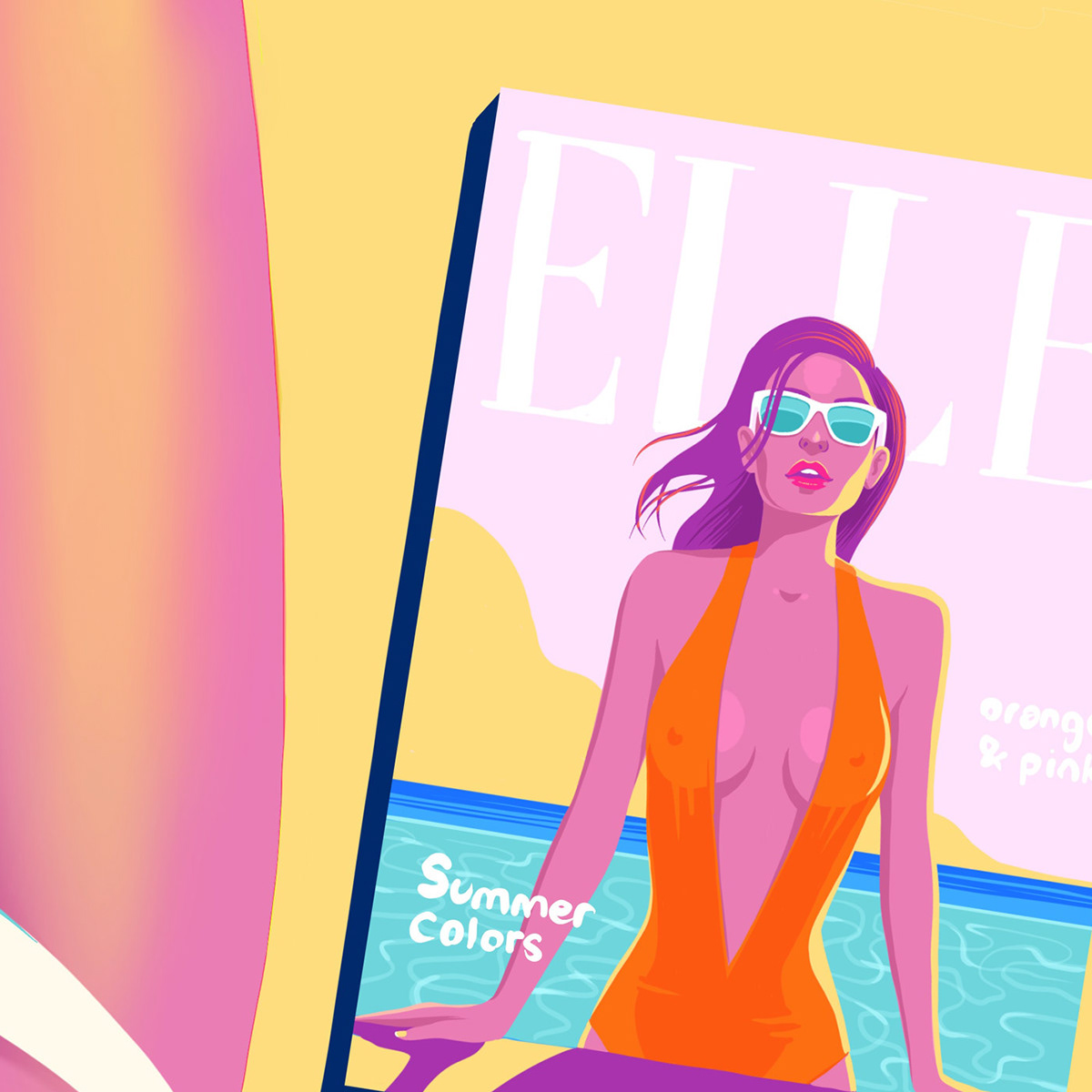 cocktail Elle legs magazine Procreate summer sunbathing swimming pool woman