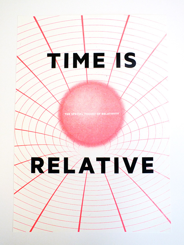 relativity physics einstein science silk-screen poster print fluoro