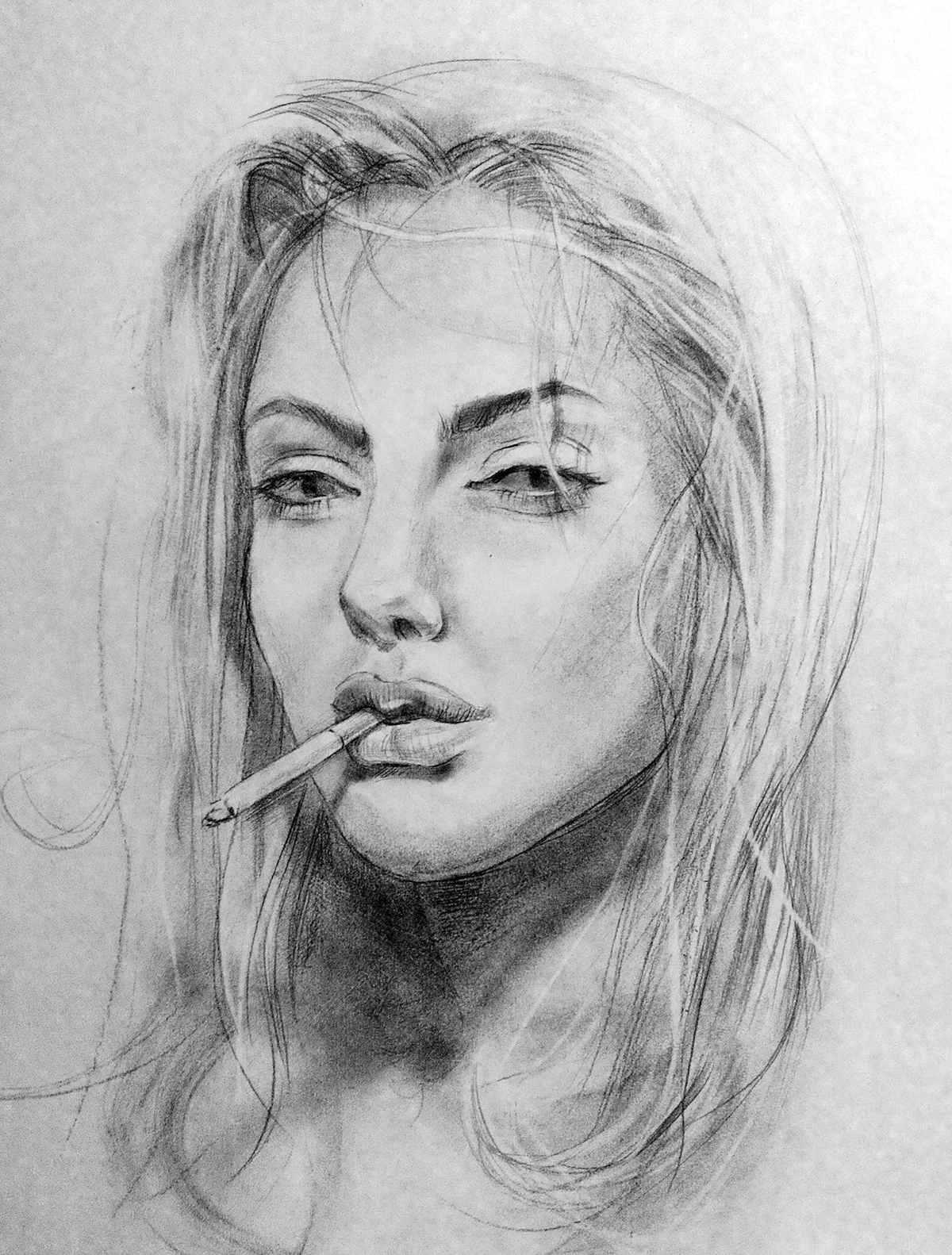 portrait Drawing  charcoal Angelina Jolie