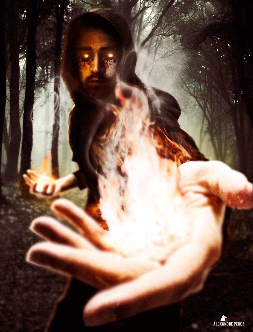 wizard fire night Magic   forest fantasy photoshop art darkart selfie