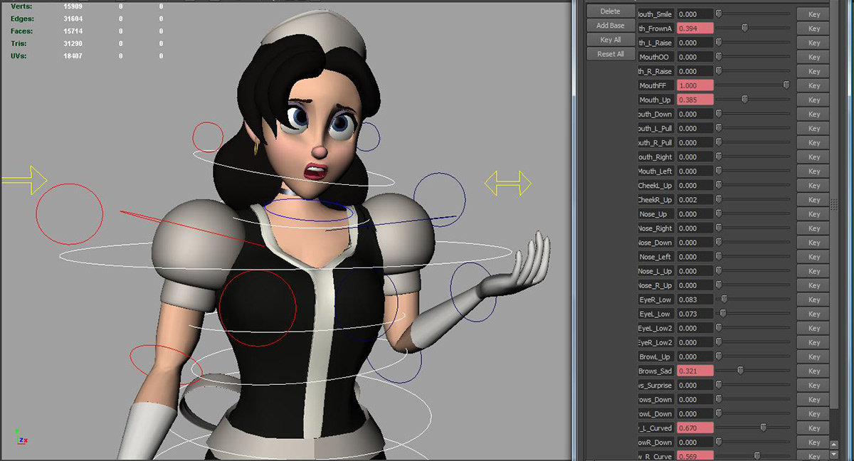 brian fisher  autodesk maya Maya french maid girl woman maid servant nanny rig model cartoon Young 3D Character