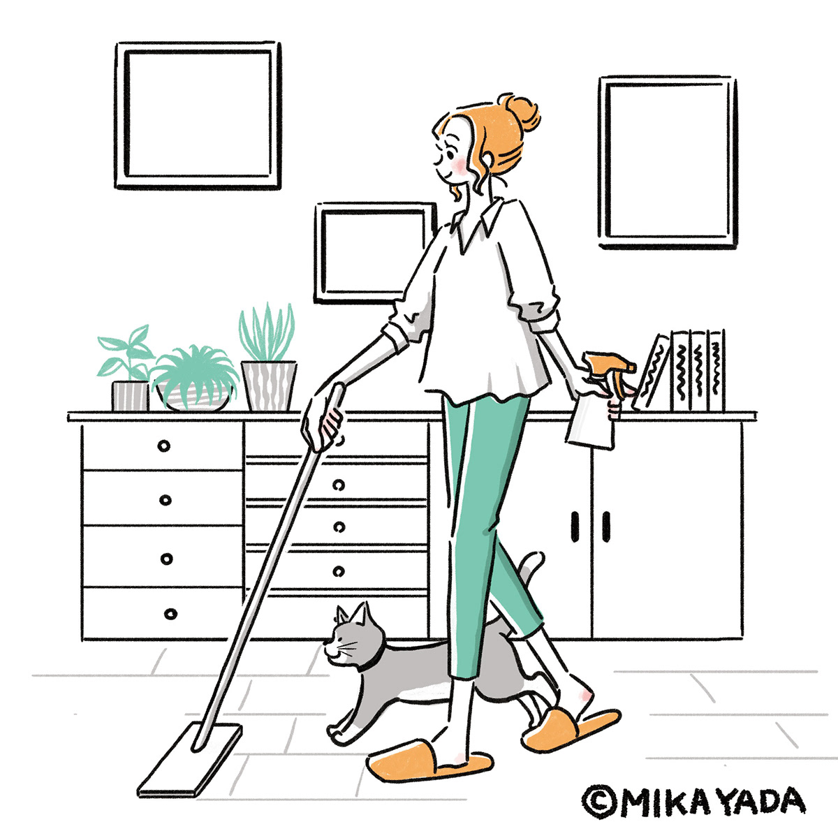 lifestyle ILLUSTRATION  kitty eat house pets housework Work  Clean up daily