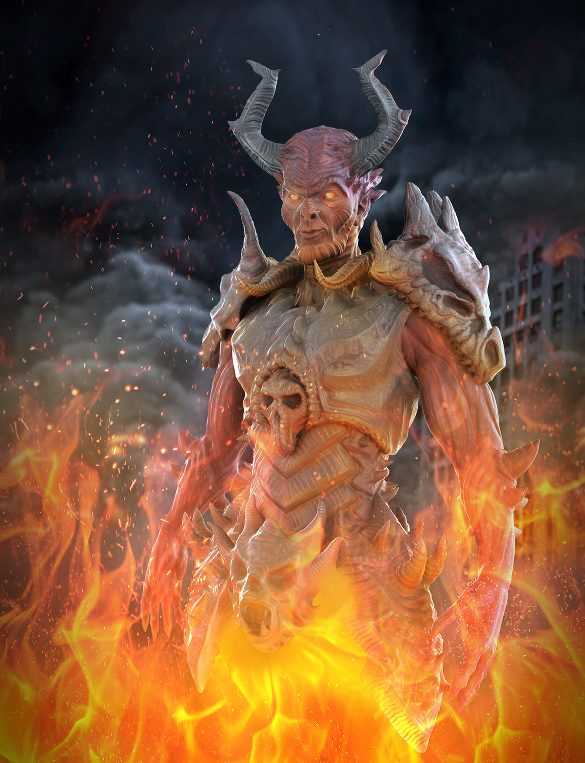 Zbrush demon demonio devil sculpture Zbrush Character hell fire keyshot
