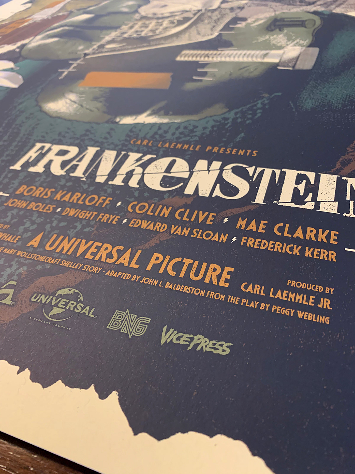 frankenstein key art monster movie poster poster screen print universal monsters