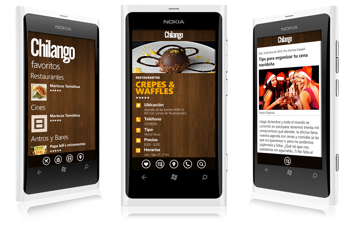 Chilango  windows phone  app  ux design ux mobile ios android