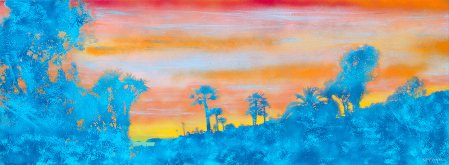 Laguna Beach stencil art aerosol Nichole McDaniel  beach Palm Trees