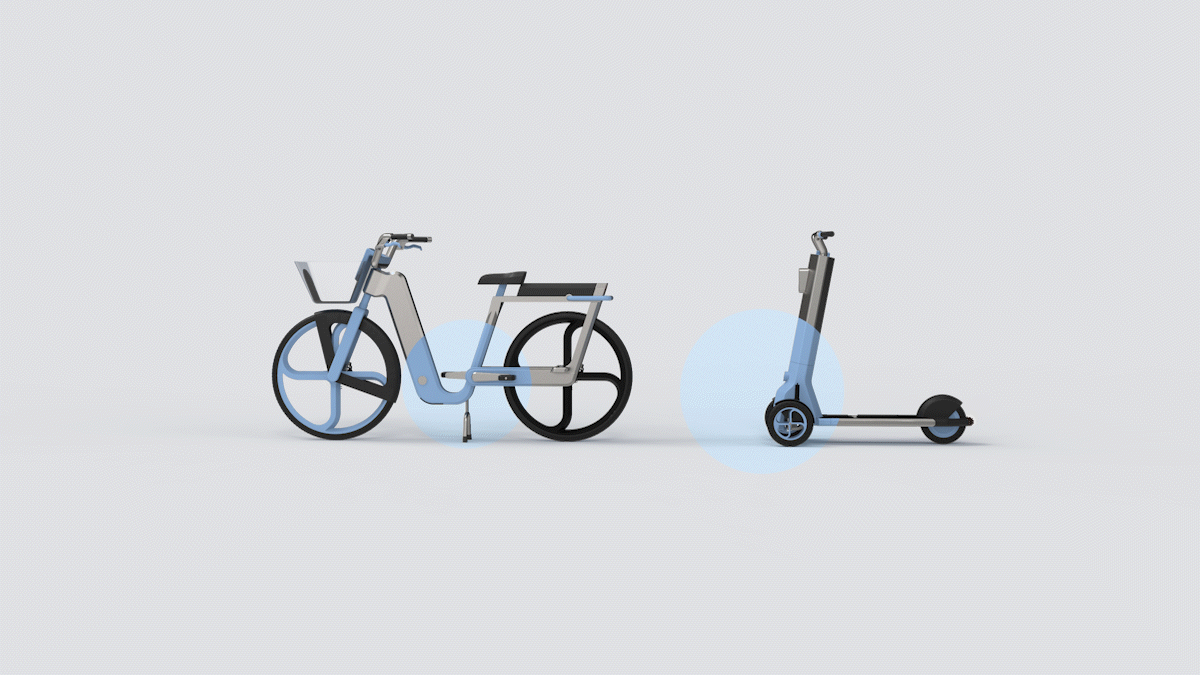Micromobility bike design scooter design urban mobility industrial design  3d modeling Render