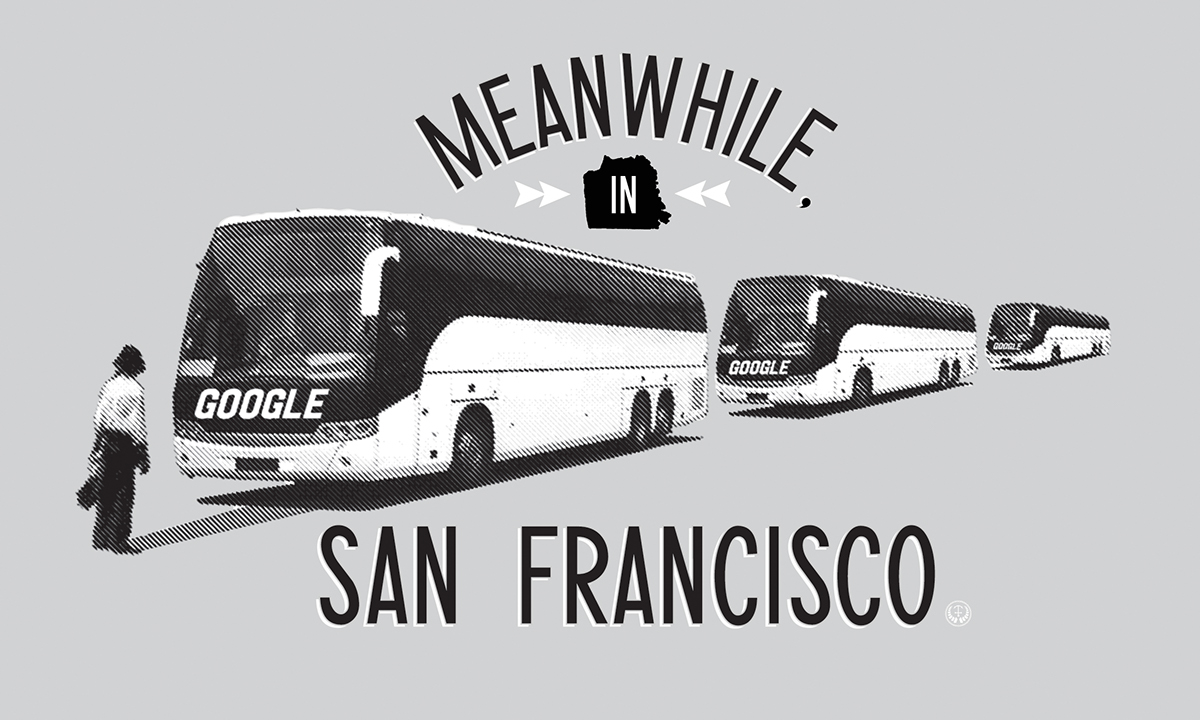 google bus protest economic inequality  san francisco tech industry gentrification lincoln smith social satire