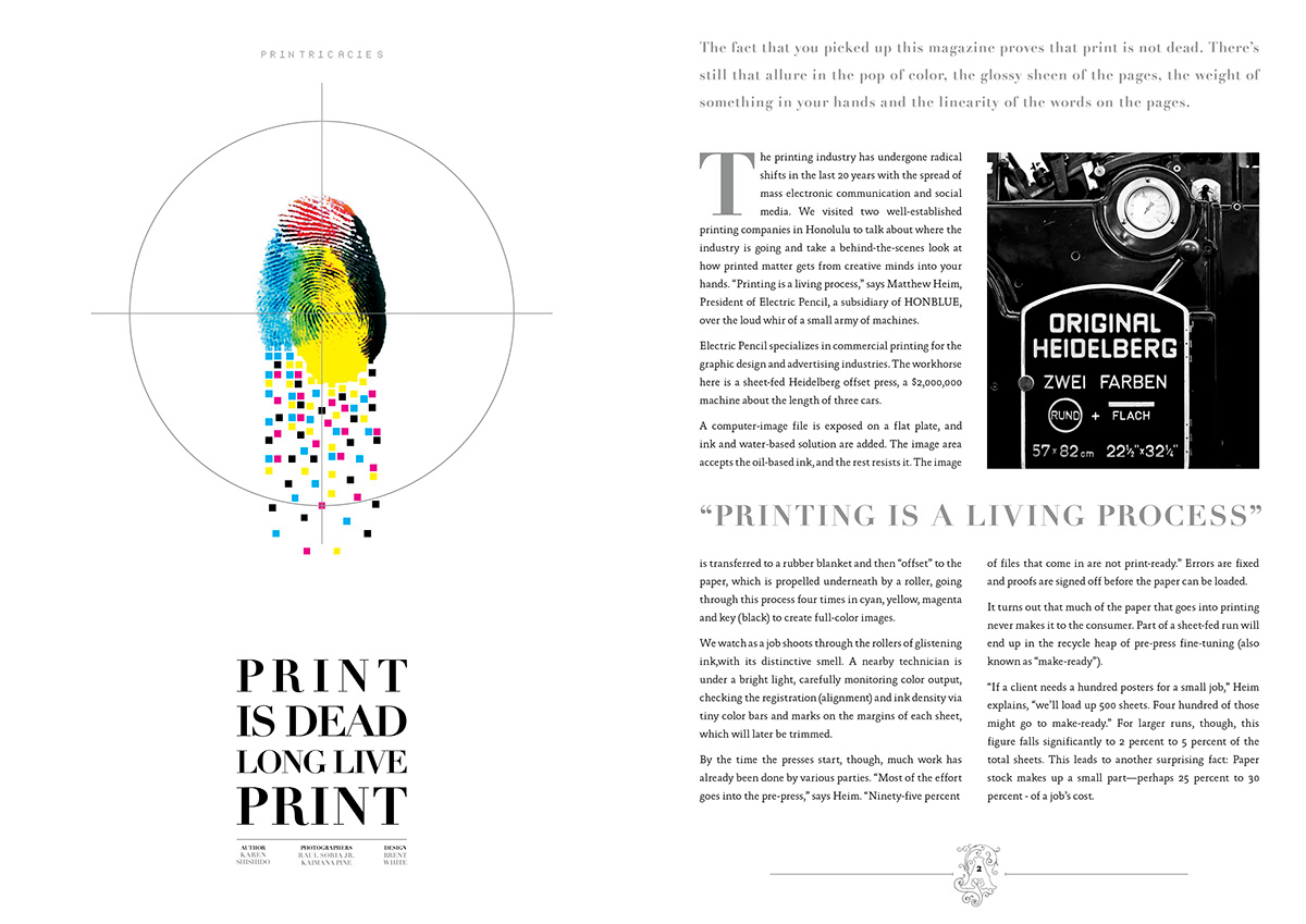 design future paper pixels ink editorial CMYK modern Didot history of print printing industry illustration design magazine Graphic Designer visual identity