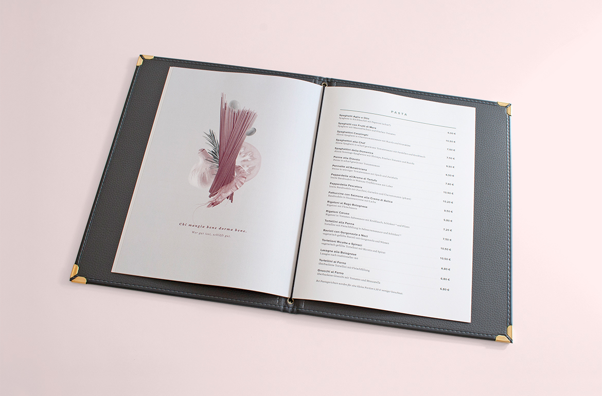 Corporate Design Corporate Identity CI logo print collateral Stationery business card flyer menu Menu Card restaurant Food  cooking italian gastronomy