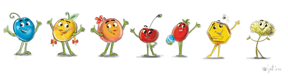 idea concpet idea developing juices jams caracters cartoon characters