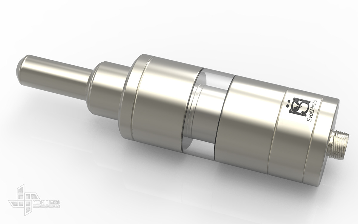 Kayfun Lite plus svoemesto e-cigarette Stainless steel modelling rendering 3ds max keyshot
