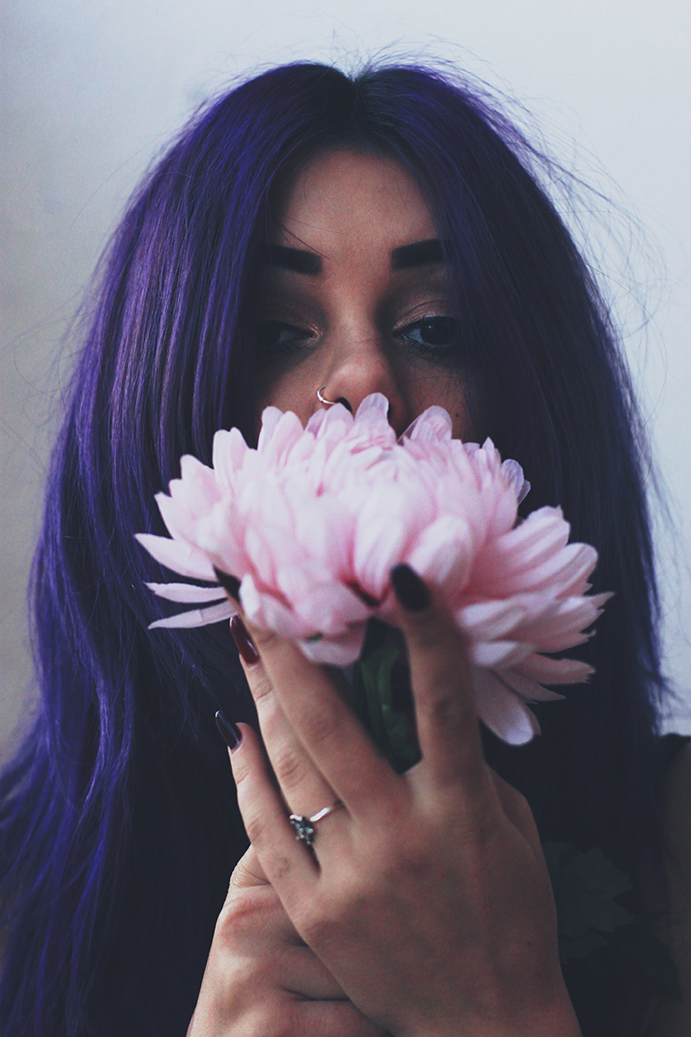 spring Flowers purple hair