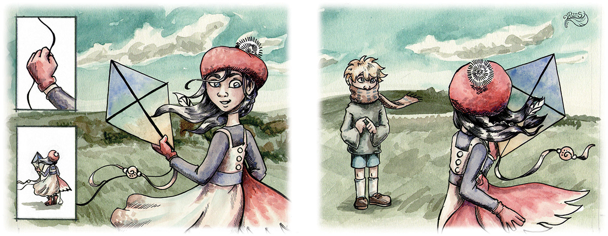 watercolour children's book illustration Traditional media sequential narrative Nature