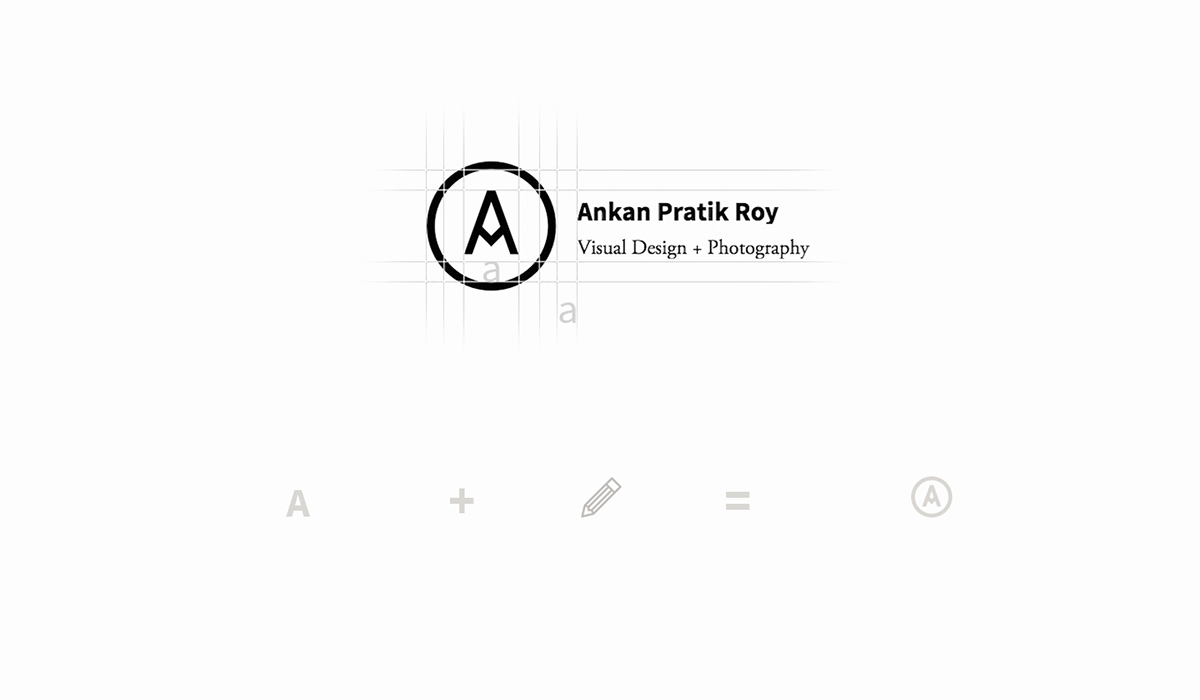 Ankan Pratik Roy personal brand development minimal pencil logo card Sharp Shades of grey