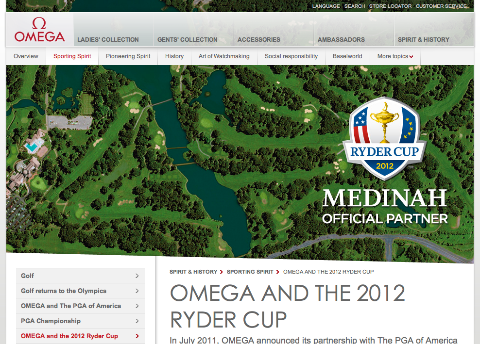 Omega Davis Love Medinah golf The Alpha Studio Ryder Cup