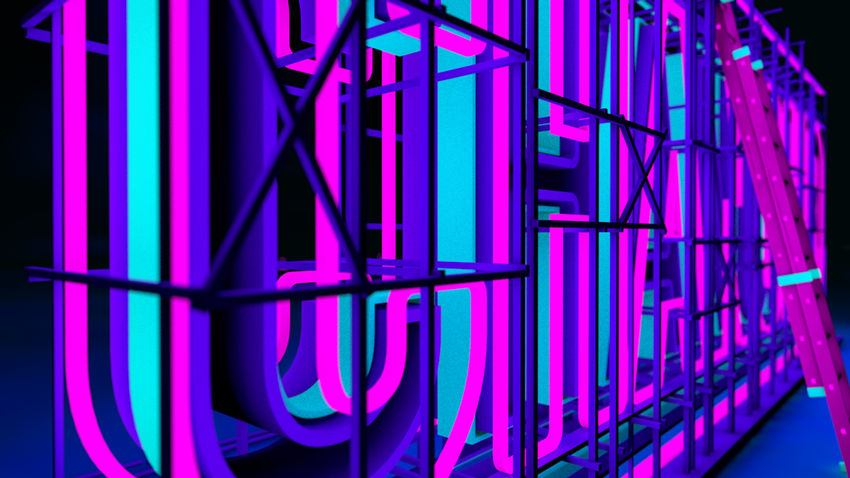 time-lapse construction construccion sign  light cartel luz cartel luminoso 3D typography neon