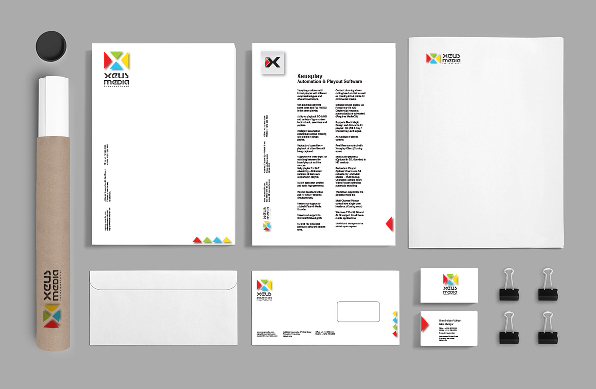 xeus media xeus media corporote identity logo icons business card business